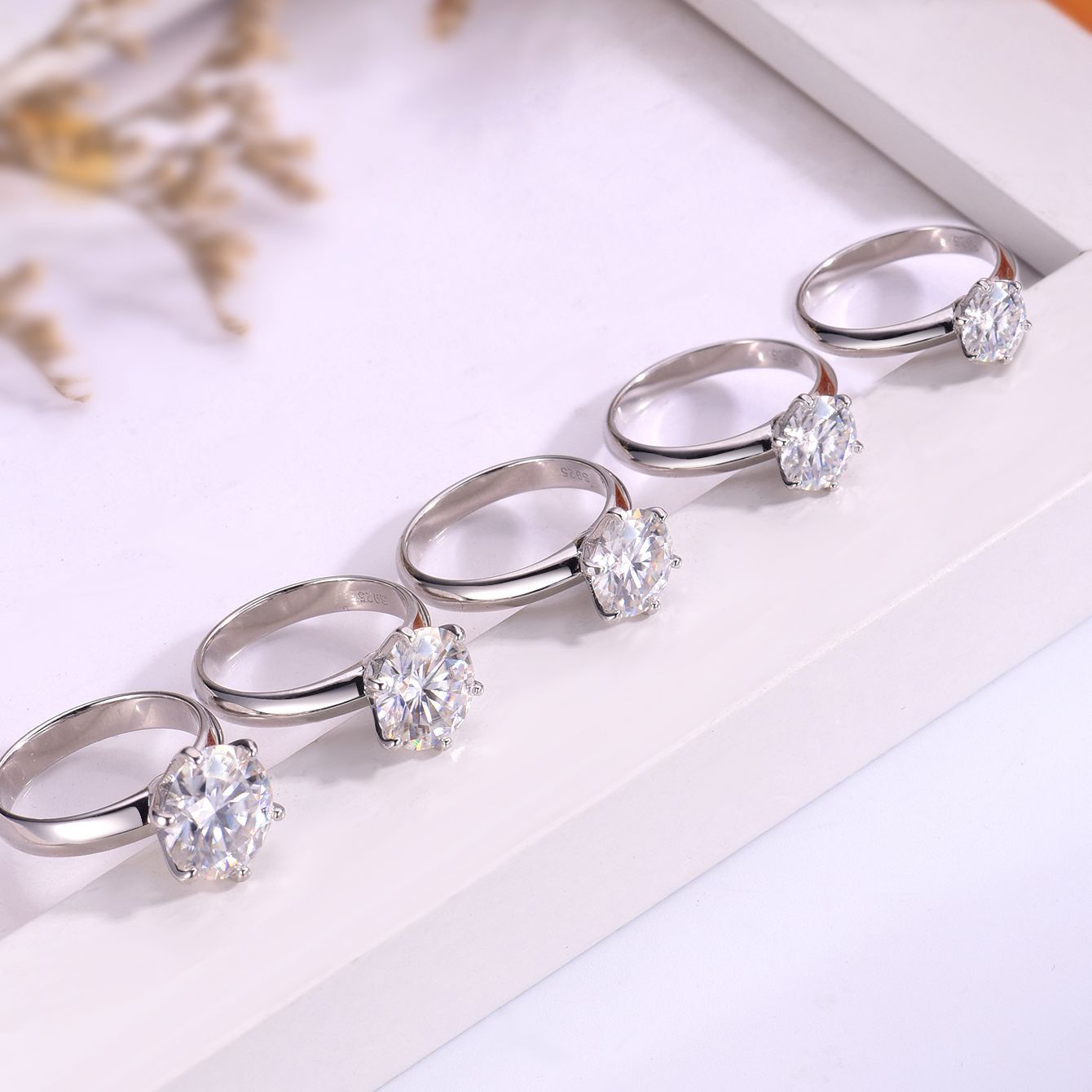 S925 Silver Moissanite Six-Claw Ring Widened Ring Wall Comfortable Wear