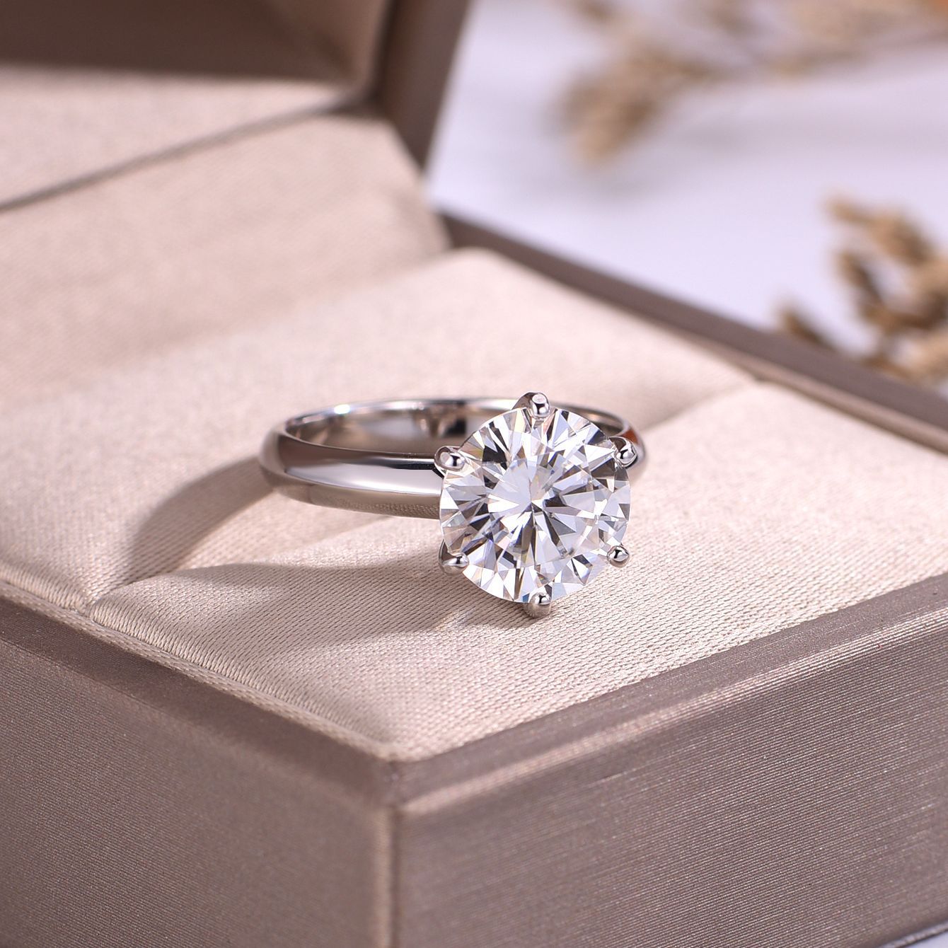 S925 Silver Moissanite Six-Claw Ring Widened Ring Wall Comfortable Wear