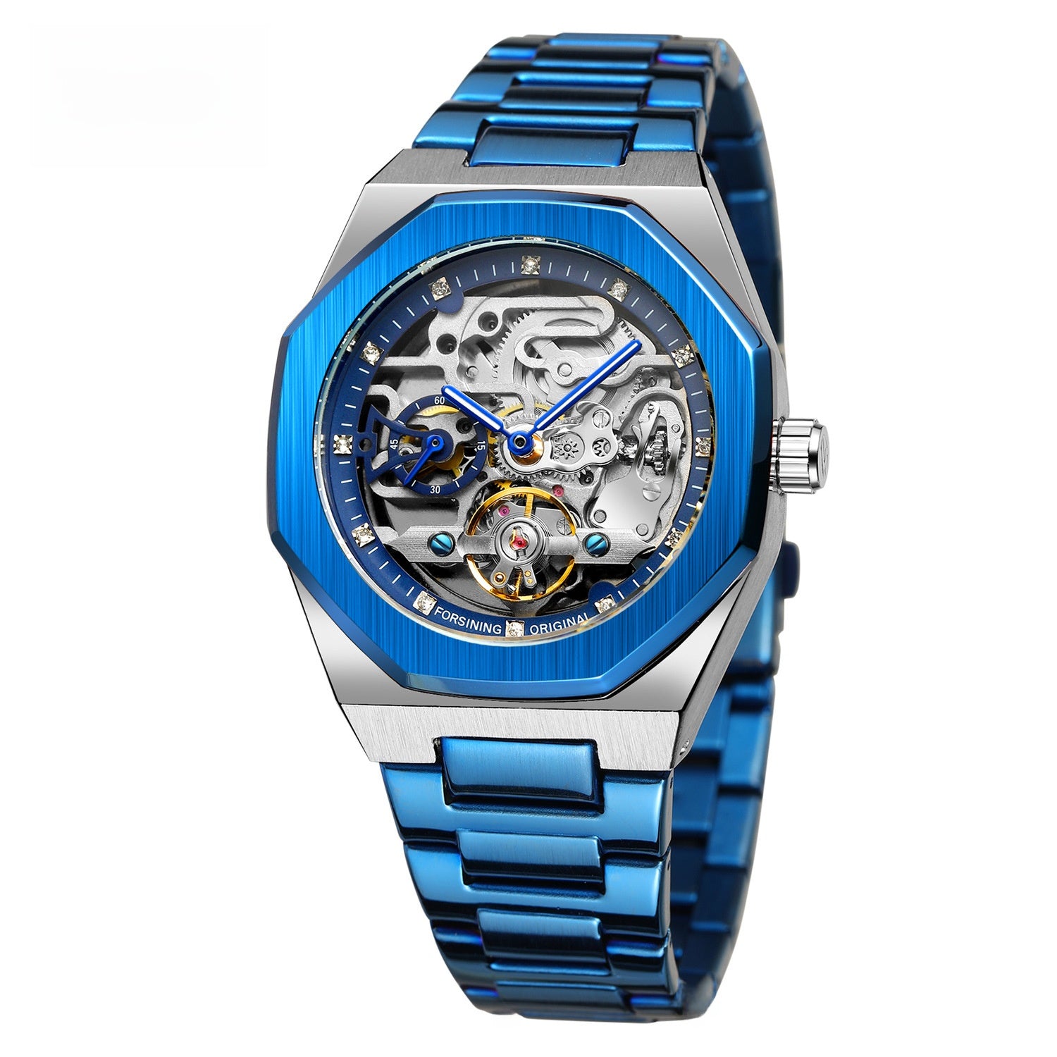Men's fashionable skeletonized mechanical watch