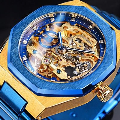 Men's fashionable skeletonized mechanical watch