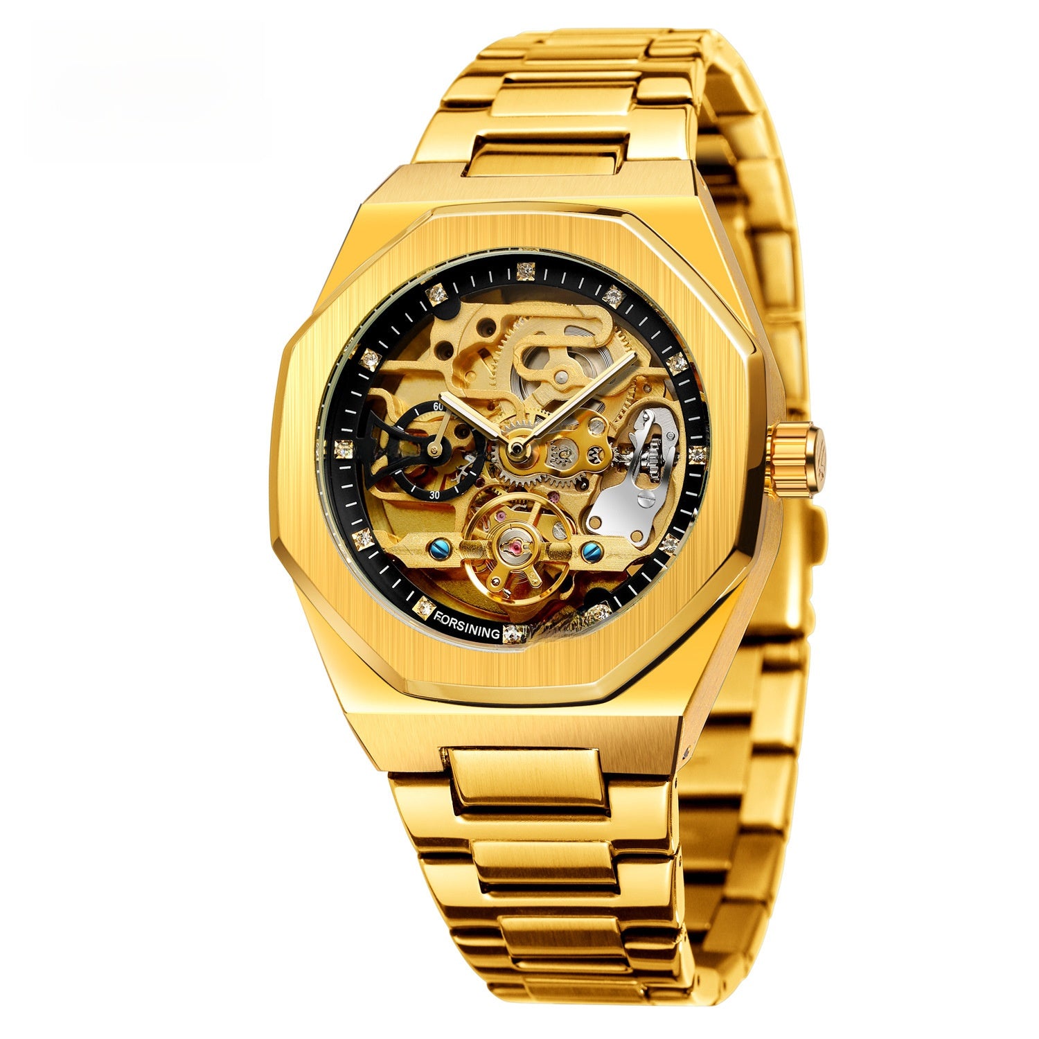 Men's fashionable skeletonized mechanical watch