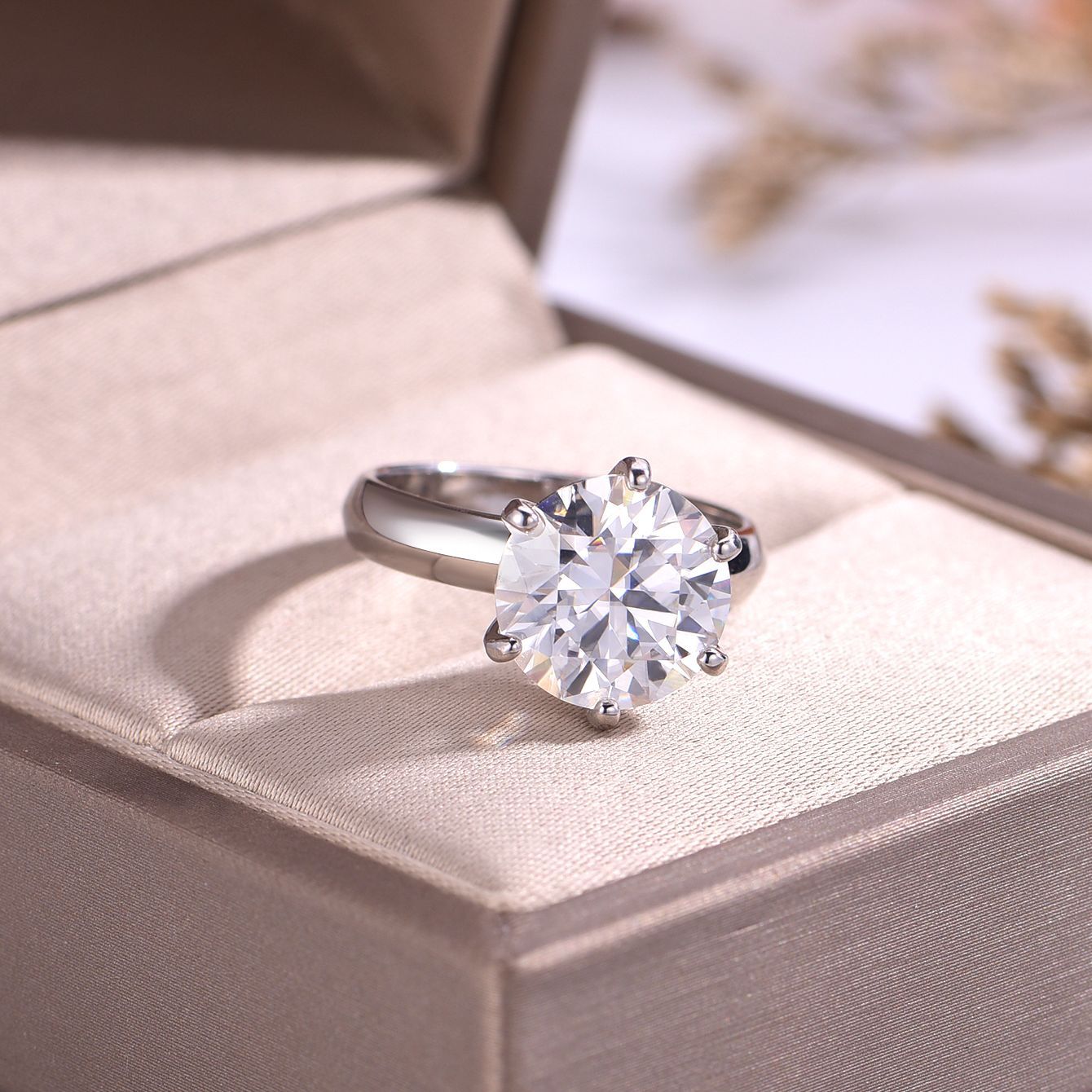 S925 Silver Moissanite Six-Claw Ring Widened Ring Wall Comfortable Wear