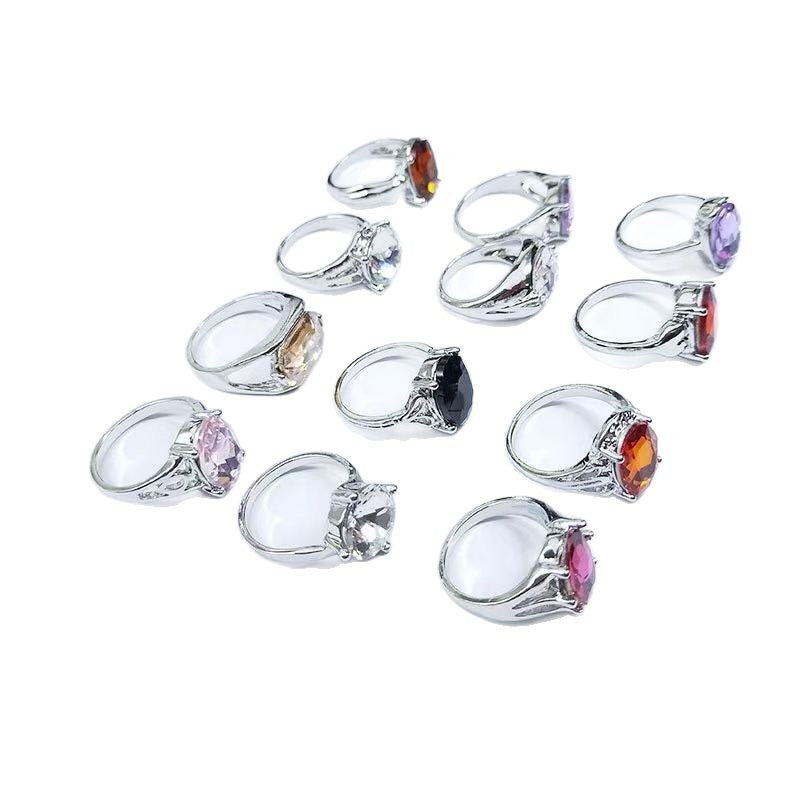Adjustable Colored Glass Crystal Rings