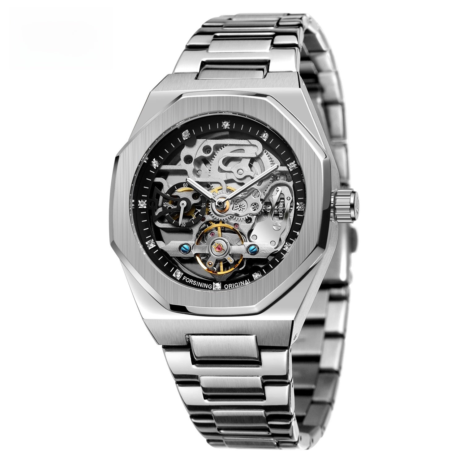 Men's fashionable skeletonized mechanical watch
