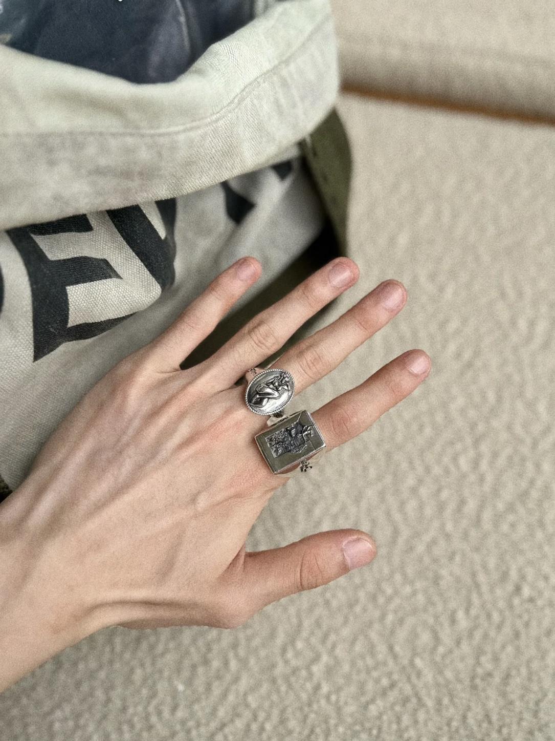 Relief-style silver finger rings for both men and women pure silver