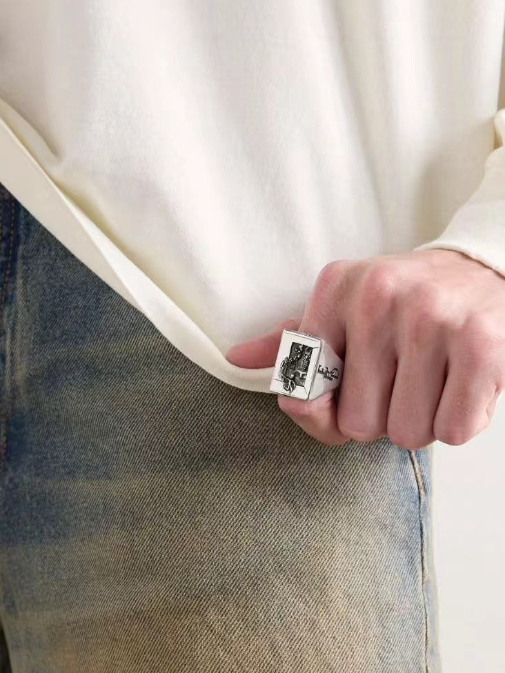 Relief-style silver finger rings for both men and women pure silver