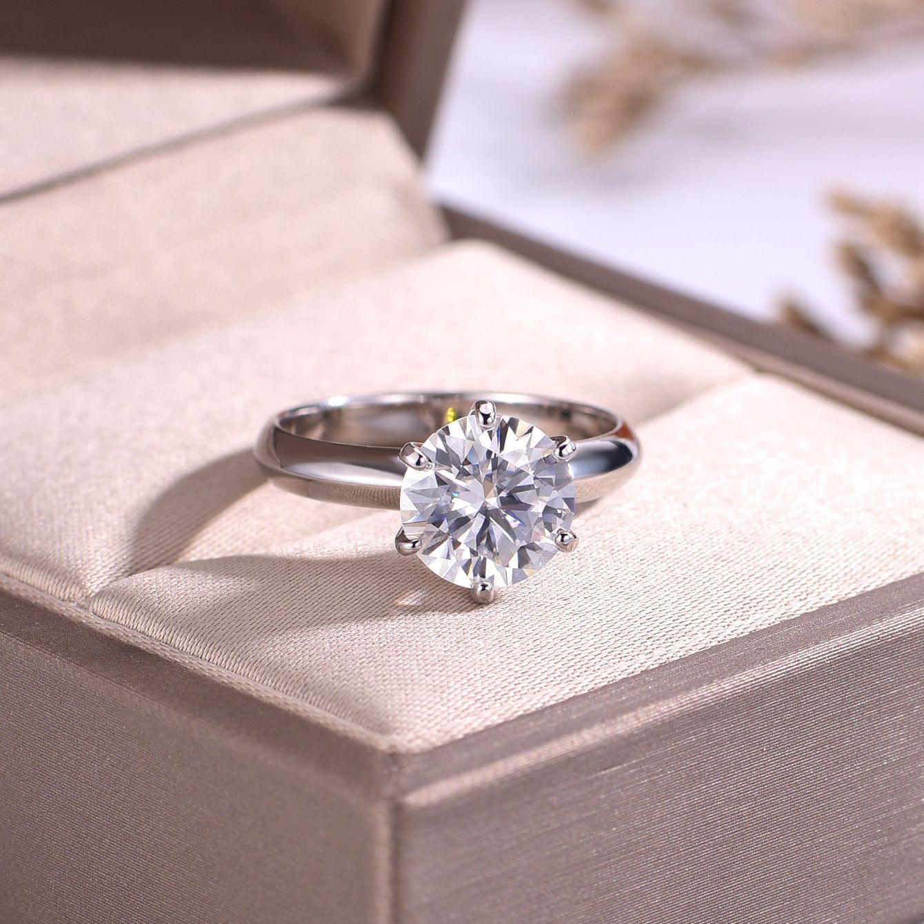 S925 Silver Moissanite Six-Claw Ring Widened Ring Wall Comfortable Wear