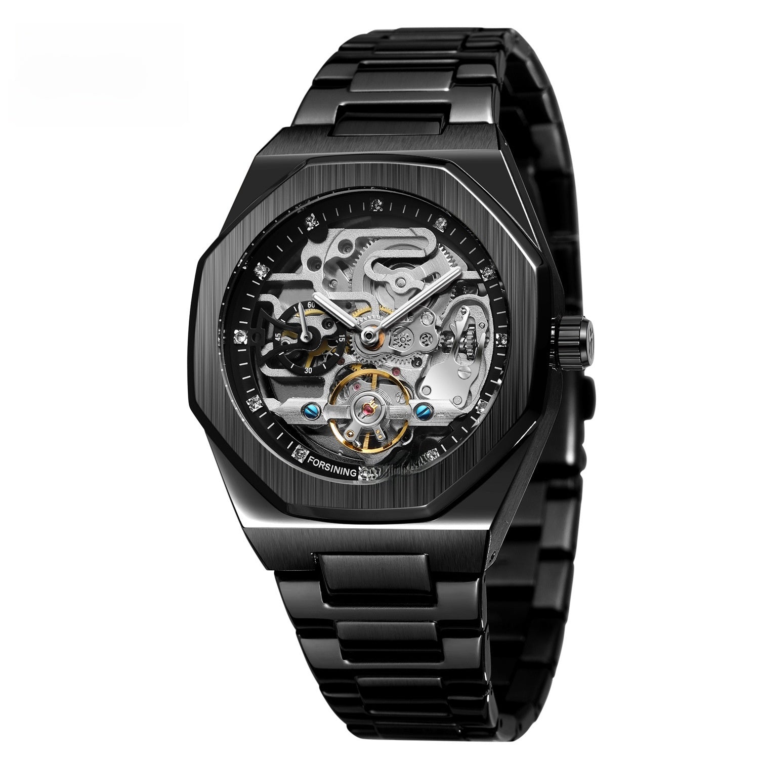 Men's fashionable skeletonized mechanical watch