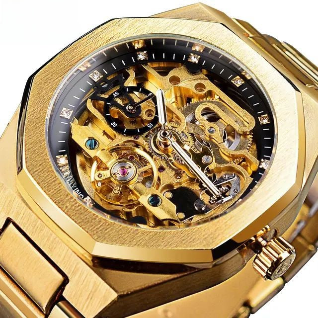 Men's fashionable skeletonized mechanical watch